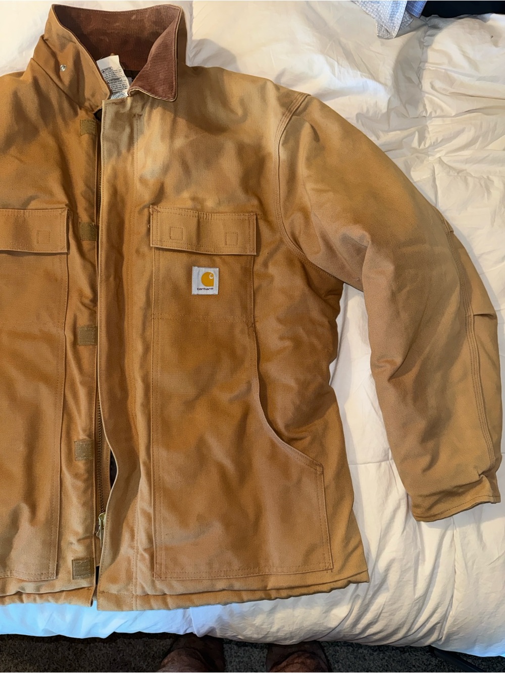 Carhartt Brown/Tan Work Jacket with Corduroy Collar